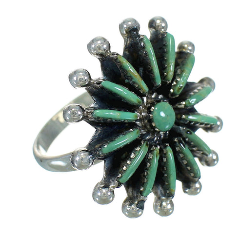 Sterling Silver Turquoise Needlepoint Jewelry Ring Size 6-1/2 FX90409